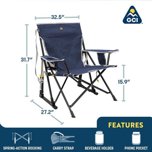 GCI Outdoor Kickback Rocker - Comfortable Outdoor Rocking Chair with Beverage Holder | Portable Design