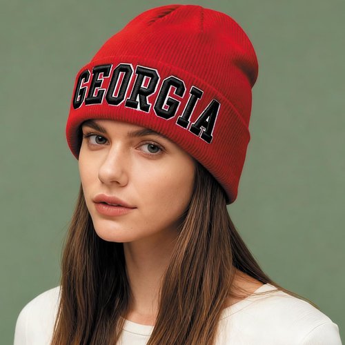 HUIGONGSHOU Beanie for Men and Women, Winter Knit Hat with 3D Embroidery, Cuffed Winter Hat Sport Fans Gift for Men Women