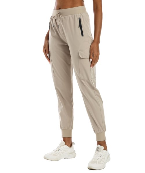Rrosseyz Womens Cargo Pants with Pockets-Lightweight Quick Dry Water Resistant Hiking Pants for Travel Casual Athletic and Outdoor(Apricot Yellow,M)
