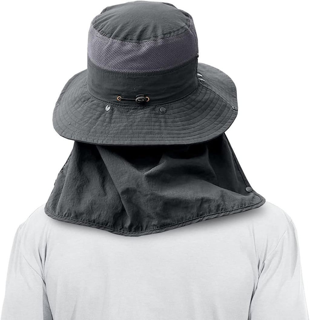 Skiennix Men's Outdoor Fishing Hat - UPF 50+ Sun Protection with Face Neck Flap | 3 Pack