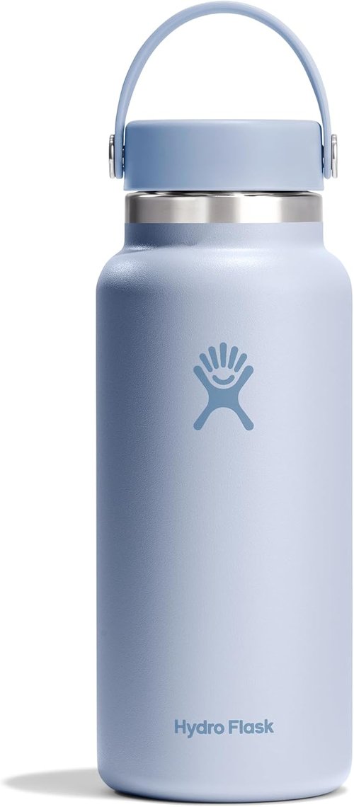 Hydro Flask Water Bottle - Insulated Stainless Steel - 32 Oz Wide Mouth Flex Lid in Surf Blue
