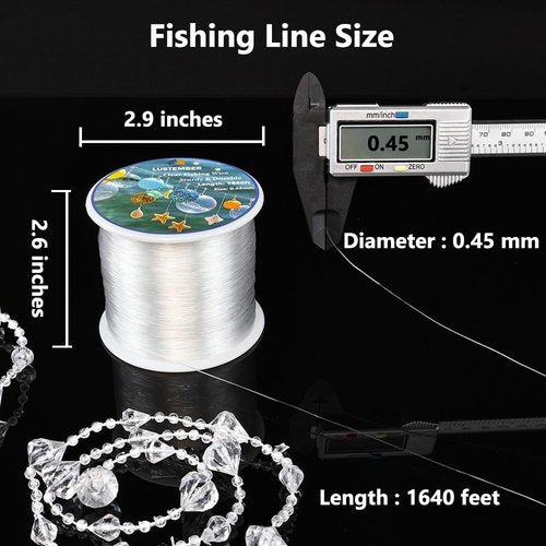 LUSTEMBER Fishing Wire, 1640 ft Clear Fishing Line, Strong Invisible String for Hanging Decorations, Balloons, Crafts, Jewelry Making, Beading, Bracelets and Necklaces