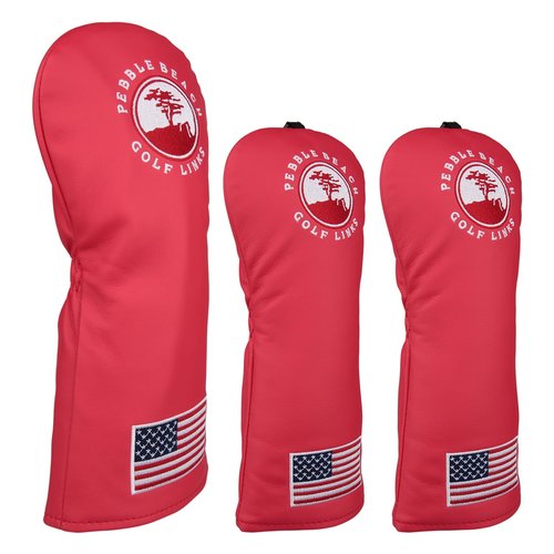 OGECLF 3pcs/Set Red Leather with Embroidery Golf Club Driver Fairway Wood Head Covers 1 3 5 Wood Covers