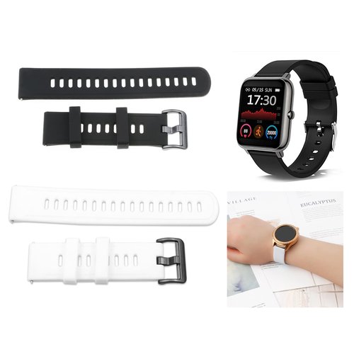SING F LTD 3PCS Silicone Straps Compatible with AGPTEK LW11 Smartwatch Replacement Watch Bands Quick Release Wristbands Black & Dark Blue & White