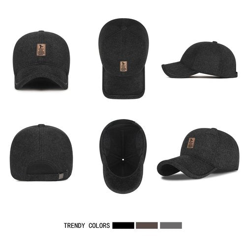Yooooomi 2 Pack Winter for Men Outdoor Hat,Adjustable Warm Baseball Cap Hats Dad Caps (US, Alpha, One Size, Black+Brown)