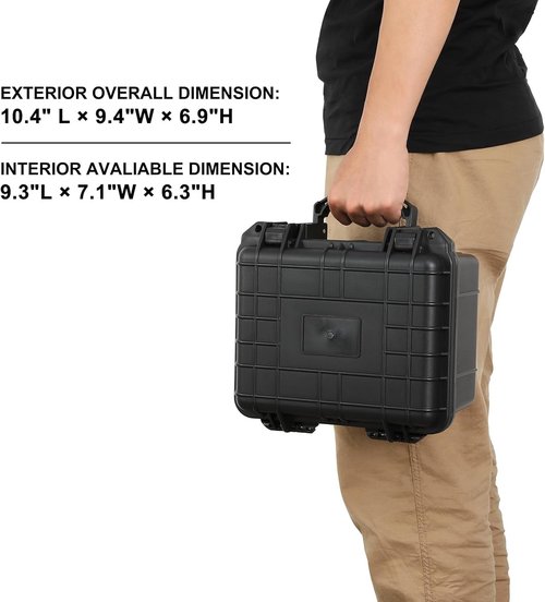 Mayouko Portable Tool Box - Waterproof Hard Case with Shock-Proof Foam Insert | 10.6 x 9.7 x 6.9 Inch