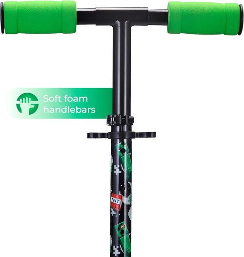 Minecraft 2-Wheel Kick Scooter - Light-Up Wheels, Foldable Design, Non-Slip Deck for Smooth Riding