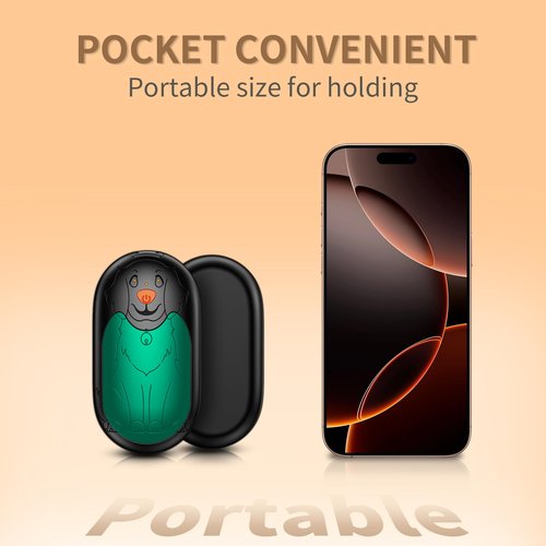 Hand Warmers Rechargeable 2 Pack, Pocket Hand Warmers with AI Control, 3-Temp Setting, 24 Hours Safe Heat, Electric Hand Warmers Fit Gloves for Skiing, Fishing, Hunting, Women Xmas Gifts (Green)