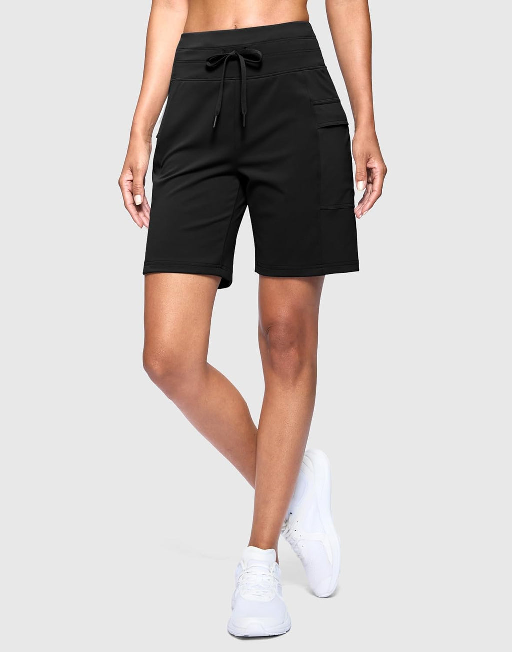 Skiennix Women's Athletic Hiking Shorts - High-Waisted, Stretchy Bermuda with Side Pockets, 7" Length