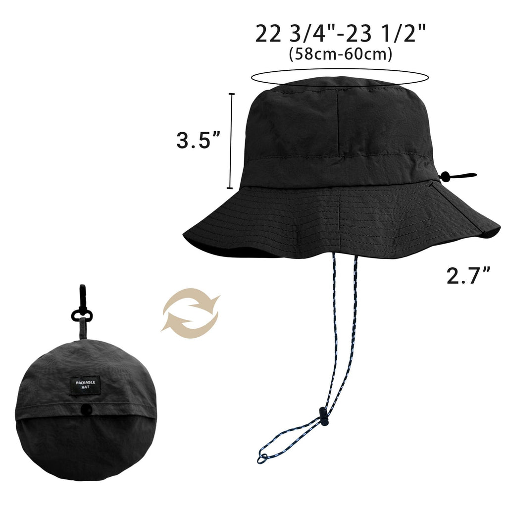 PFFY Packable Sun Bucket Hat for Women Outdoor UV Protection Sun Hats Waterproof Lightweight Hiking Outdoor Cap Grey