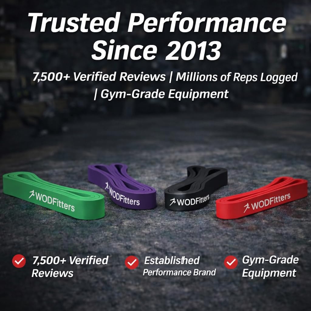 WODFitters Pull-Up Assistance Bands – Premium Resistance Loop Bands for Assisted Pull Ups, Muscle Ups, Strength Training & Mobility – Durable 4 Band Set for Functional Fitness