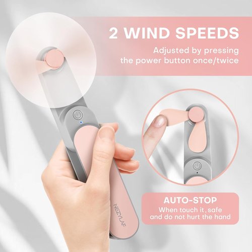 Nezylaf Portable Mini Handheld Fan - Rechargeable Personal Fan for 9-15 Hours | Ideal for Travel & Beach