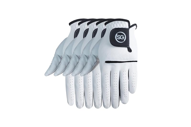 All-Weather Golf Gloves Pack of 5 for Right-Handed Players - White Microfiber & Leather
