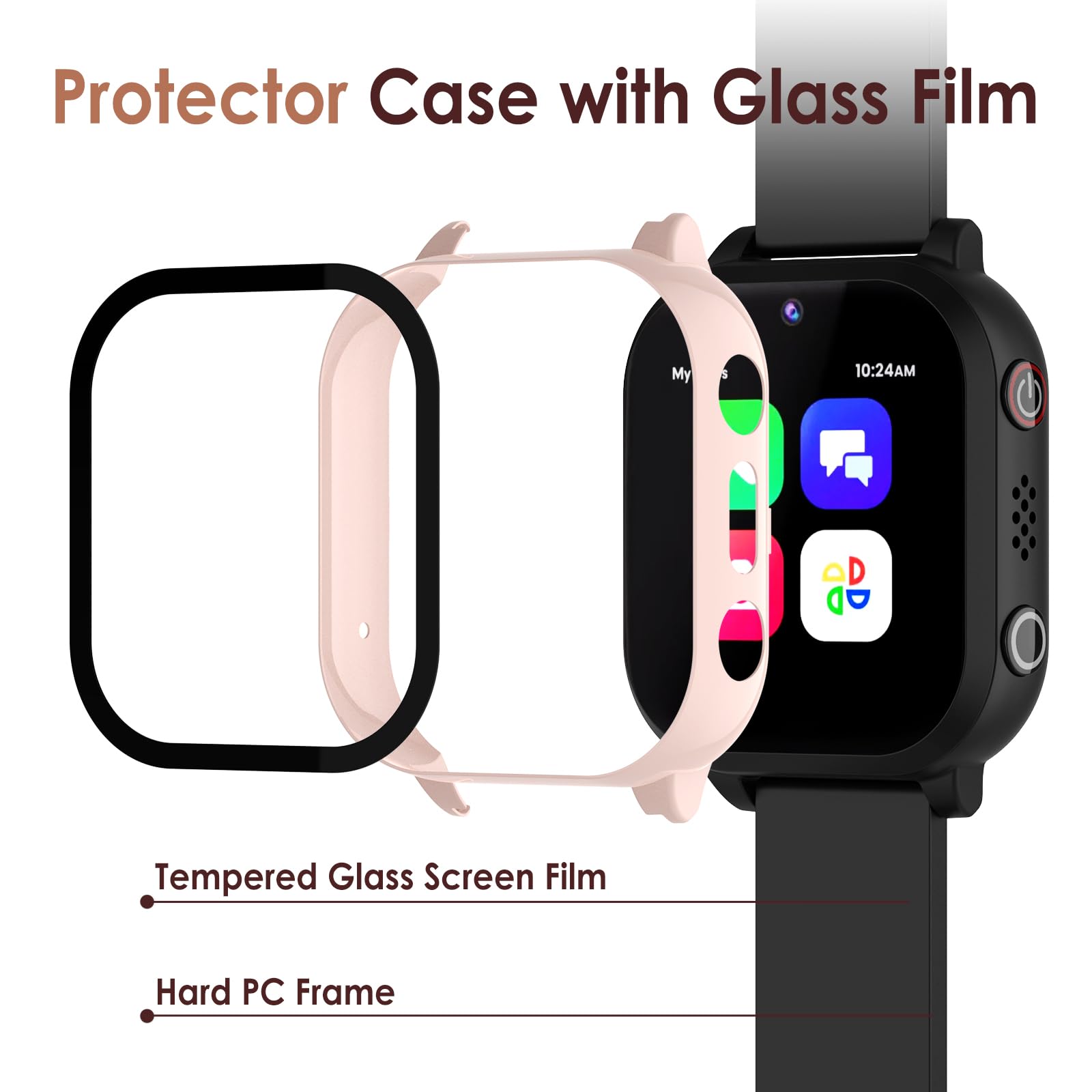 Simpeak 5-Pack Screen Protector Case Compatible with Cosmo JrTrack 4/3, Hard PC Tempered Glass Bumper Case Cover Compatible with Cosmo JrTrack 4 3, Clear/White/Black/Pink/Blue