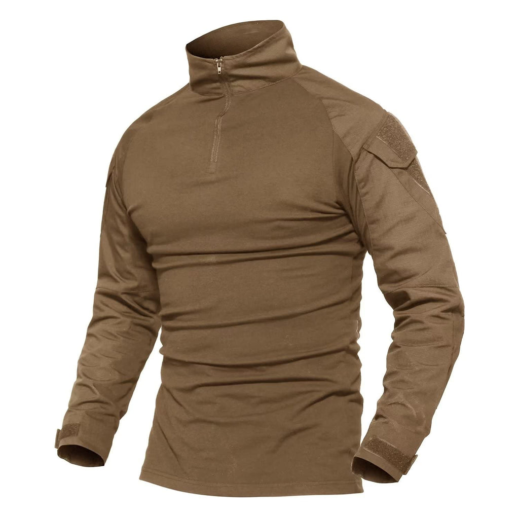 MAGCOMSEN Work Shirts for Men Long Sleeve Shirts Men Tactical Shirts for Men Fishing Shirts Hiking Shirts Mens Hunting Shirts Camping Shirts Brown