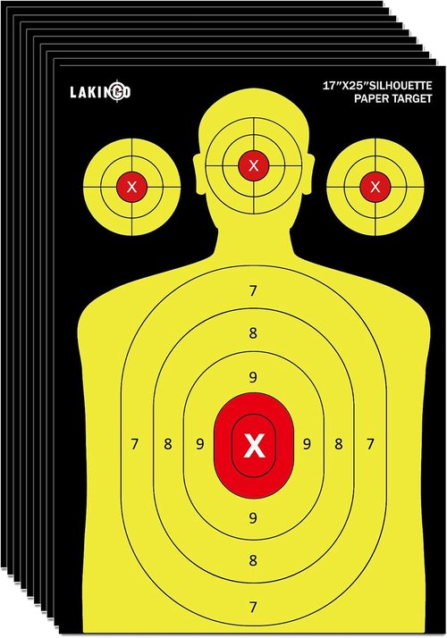 LAKINGO High-Visibility Shooting Paper Targets - 17x25 Inch Silhouette for Instant Hit Verification | Indoor & Outdoor Practice