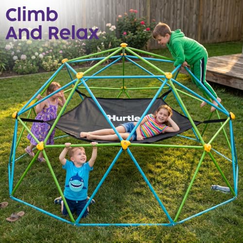 10ft Climbing Dome with Hammock for Kids - Outdoor Jungle Gym & Monkey Bars