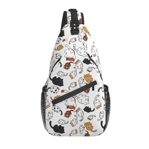 ASYG Funny Cute Cat Sling Backpack Cat Chest Bags Crossbody Animal Shoulder Bag for Men Women