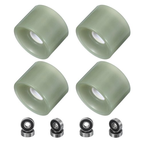 PATIKIL 70mm Skateboard Wheels, 1 Set 78A Hardness Street Wheels PU Flash Cruiser Wheels High Elasticity with 608RS Bearings for Skateboards Replacement, Light Grey