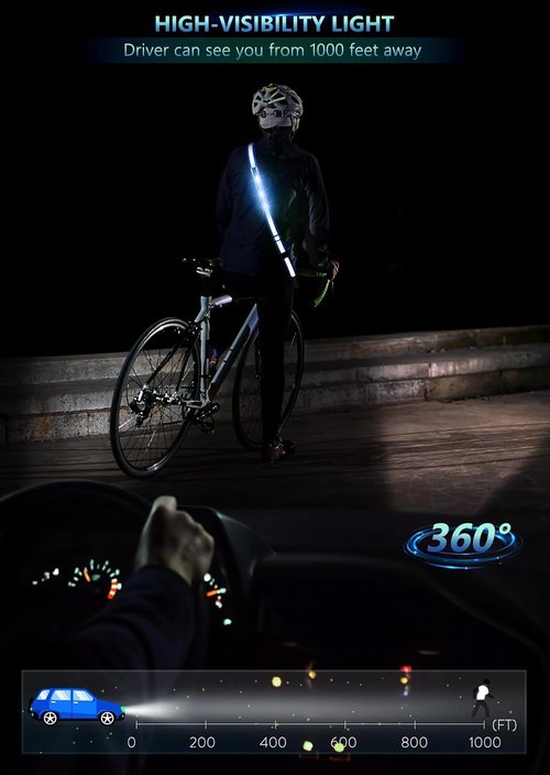 Fokia Kunbio LED Reflective Belt - Night Safety Gear for Runners & Walkers | Light-Up Design