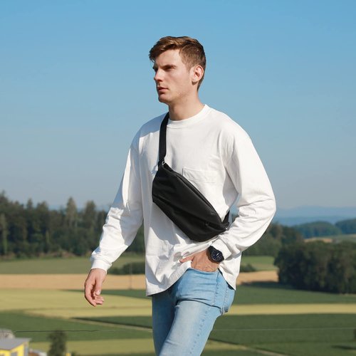 NIID-R0 Sling Bag,Chest Bags for Switch 2,Crossbody Bag Men,Stylish Multipurpose Fanny Pack,Waterproof Crossbody Bag Shoulder Backpack for Travel Gym Cycling, Black