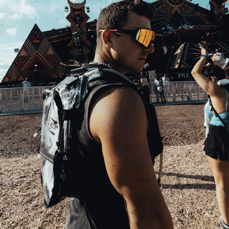 RAVERUNNER® Clear Hydration Pack | Festival Approved Hydration Backpack with 2L Bladder & Quick Disconnect Hose | Transparent Camelbak Water Backpack, Clear Hydration Backpack, ClearCamelbak