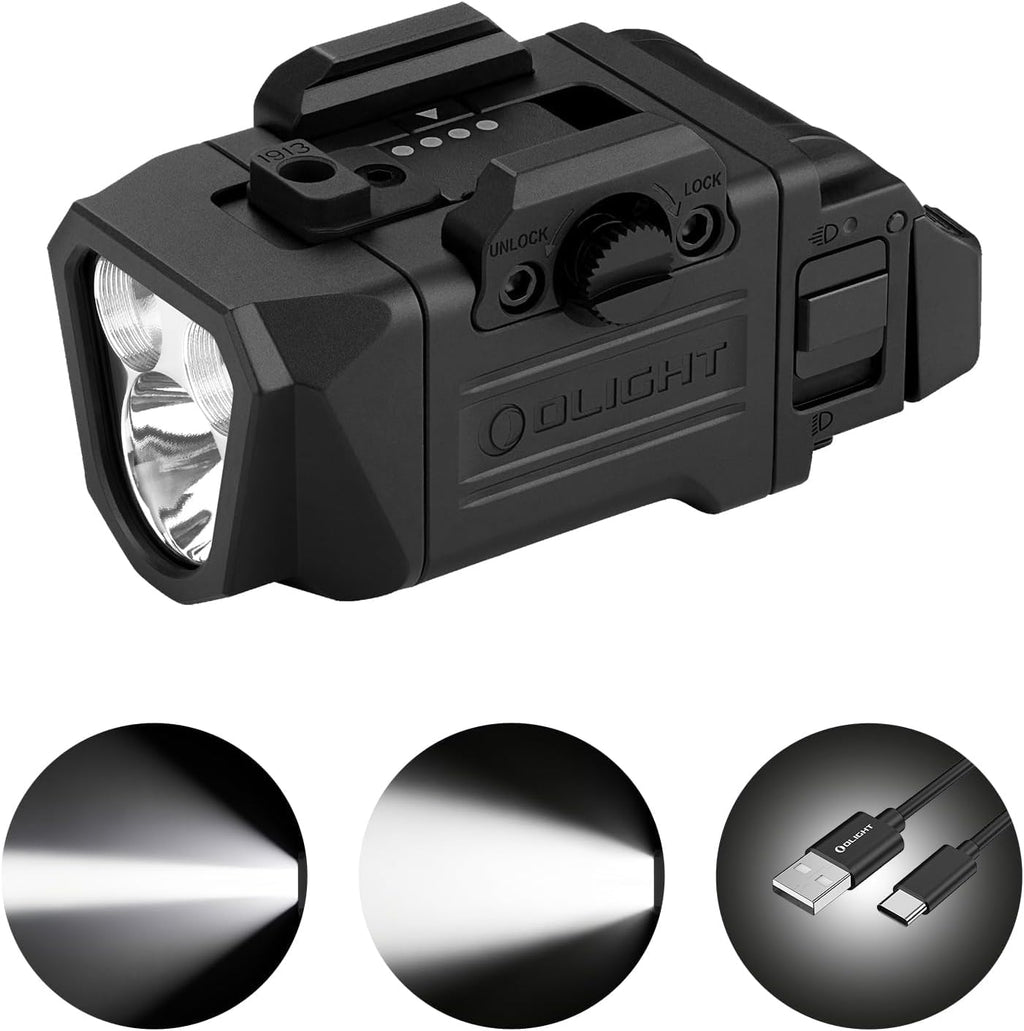 OLIGHT PL X Tactical Flashlight - Rechargeable USB-C Dual Beams with 22,500 Candelas & 1,200 Lumens | Matte Black