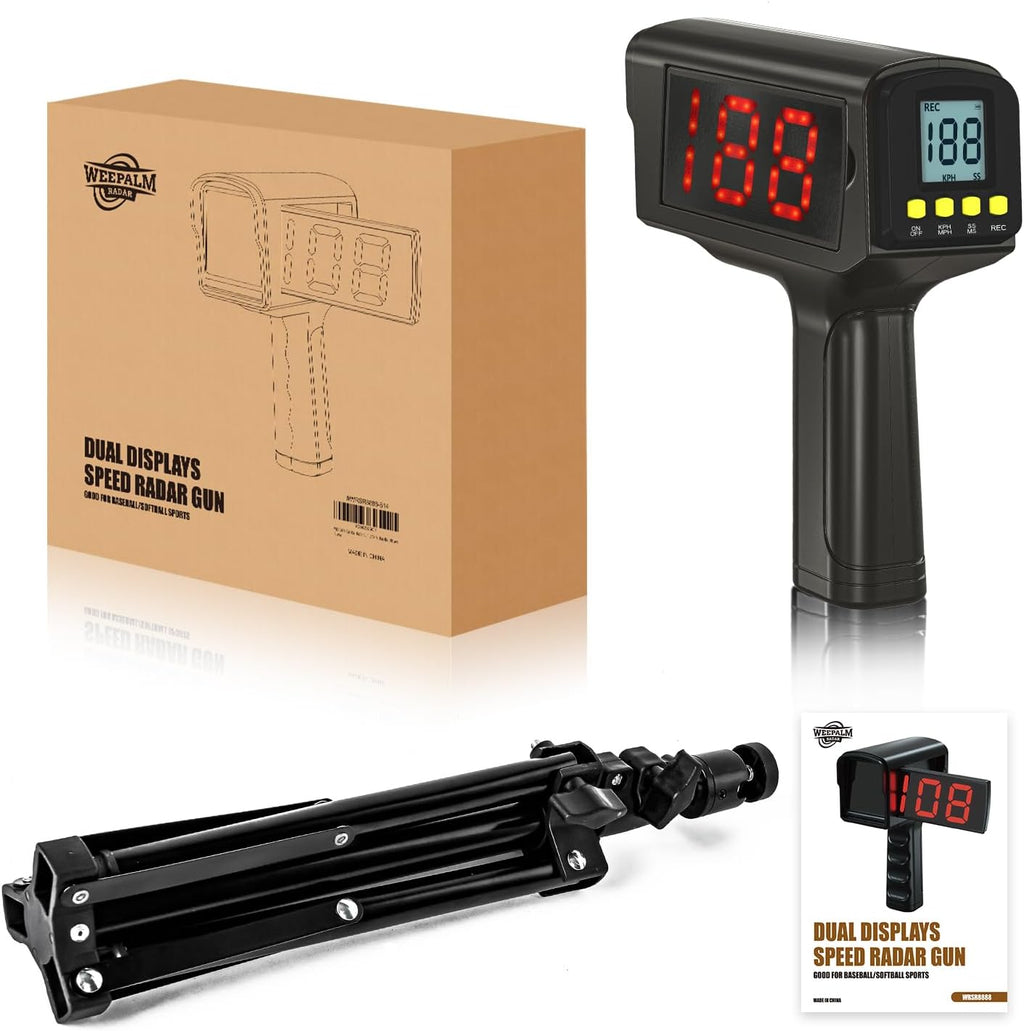 Skiennix Baseball Radar Gun - Handheld & Tripod Speed Measurement | LED & LCD Display for Training