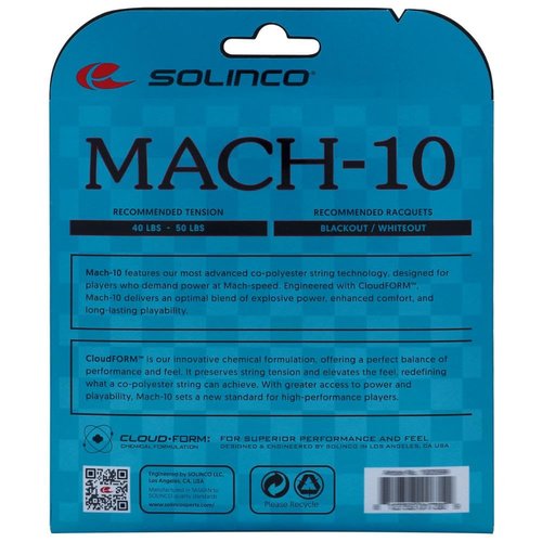 Solinco Mach-10 16L Gauge 1.25mm Tennis String Set 40'