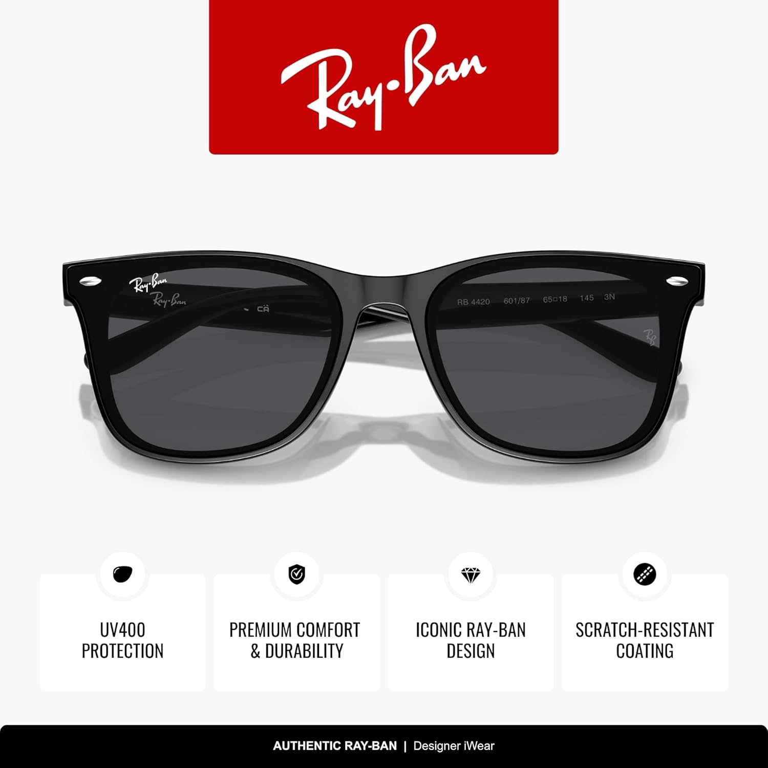 Ray-Ban Women's Square Sunglasses - Stylish UV Protection | RB4420 Model