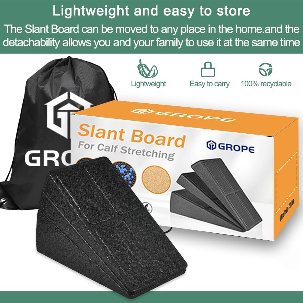Slant Board | Adjustable Calf Stretching Wedge by [Brand Name] - 3 Pcs Foot Stretcher for Plantar Fasciitis, 12" x 6.3"