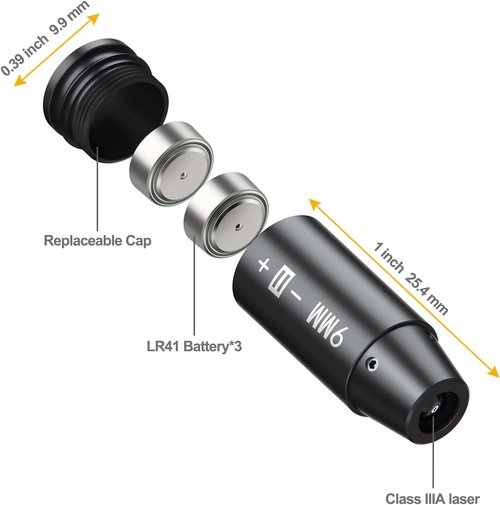 Feyachi Bore Sight Red Laser 9mm/223 5.56mm - Accurate Zeroing Tool with 3 Battery Sets