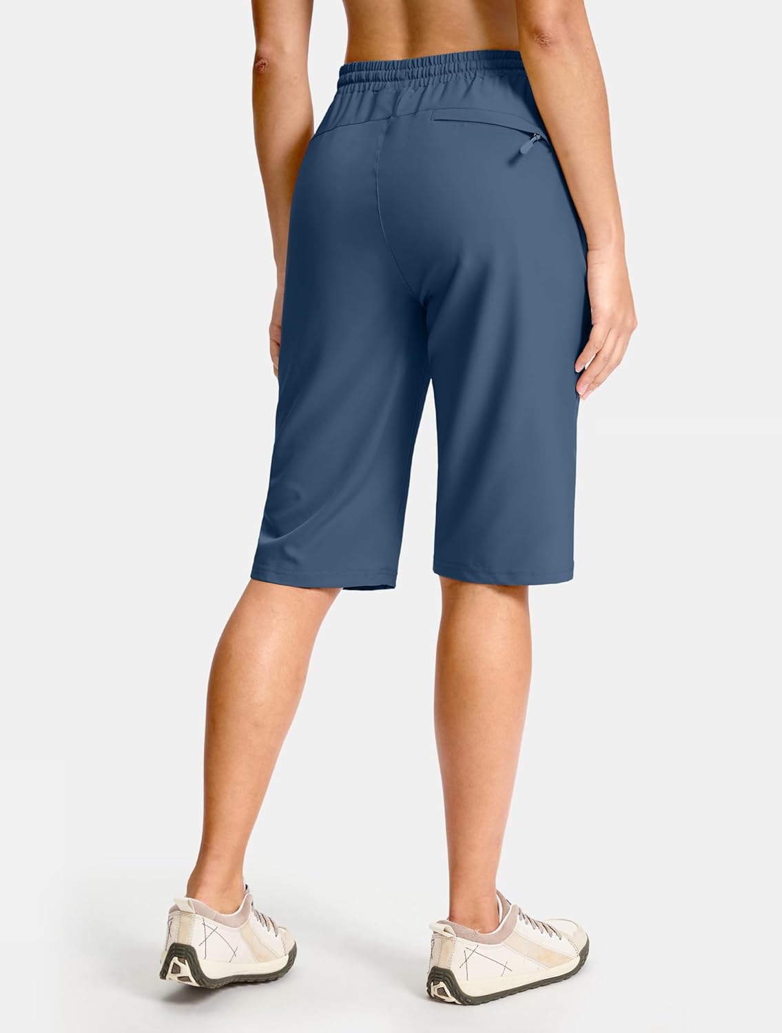 SANTINY Women's Hiking Shorts - Lightweight 13" Bermuda Style with 3 Zipper Pockets | Quick Dry