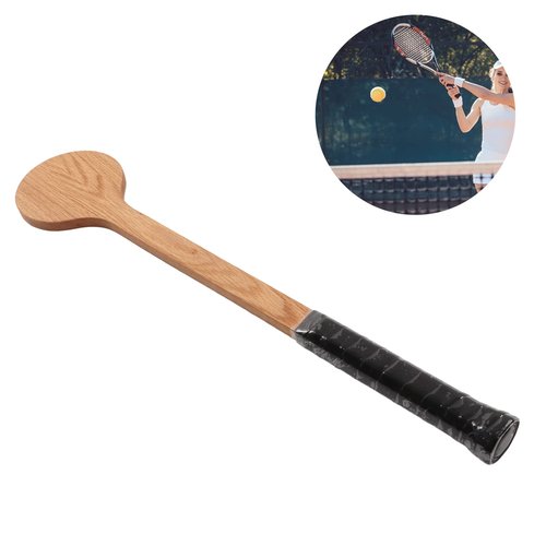 Cryfokt Wooden Tennis Spoon Sticking Practice Tennis Racket Accurately Tennis Pointer Improve with Storage Bag for Sports Swing Practice Training Aid(60cm)