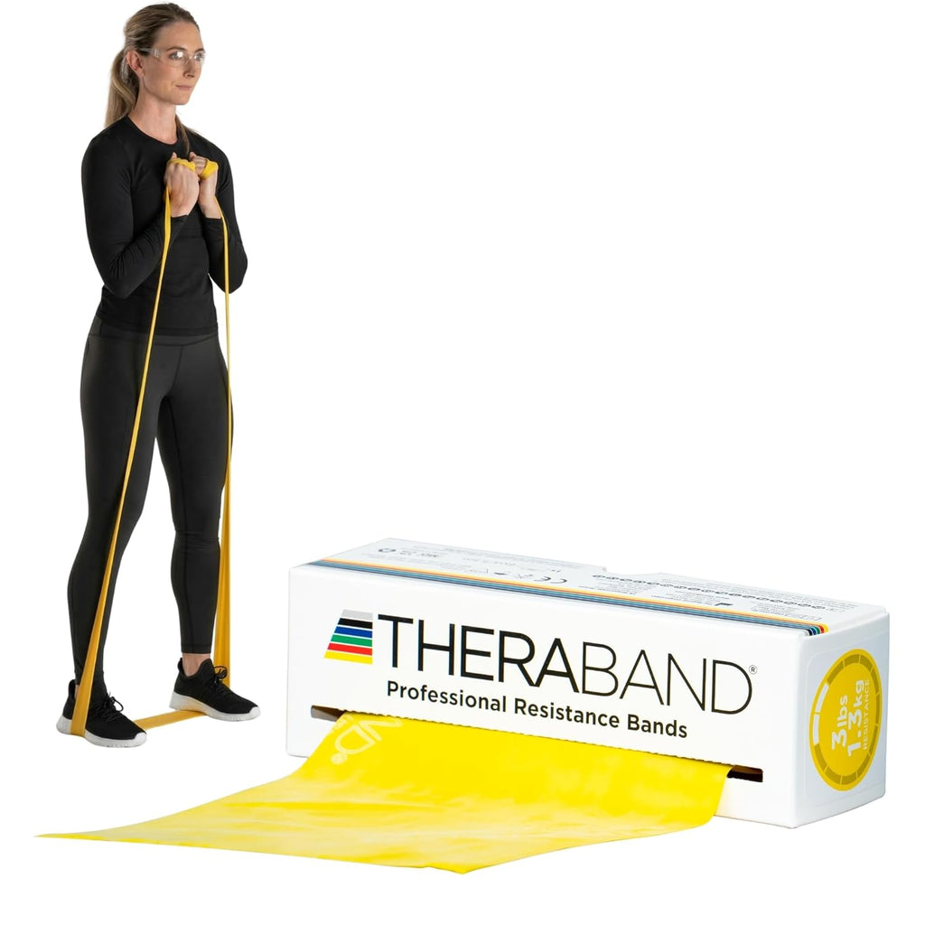 TheraBand Resistance Bands - Professional Latex Elastic Band for Upper & Lower Body Workouts | 6 Yard Roll, Yellow, Level 2