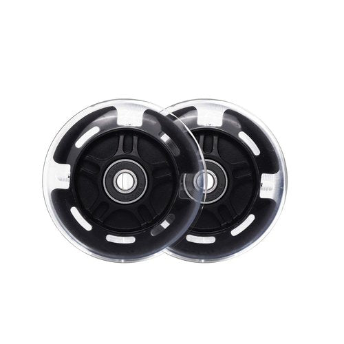 Wheelgoo 120mm 80mm Led Light Up Scooter Replacement Wheels - White Flashing- Compatible with Micro Mini, Maxi Deluxe, Globber 3-Wheeled Kid Kick Scooter, Set of 4 (Black)