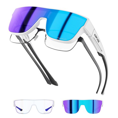 KAPVOE Photochromic Fit Over Glasses Sunglasses for Men Women Oversized Square Sunglasses UV400 Protection TR90 Frame Sports Goggles Cycling Golf Leisure