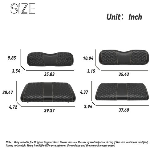 SAMXOMAP Golf Cart Seat Covers Front and Rear Waterproof and Sun Resistant Marine Grade Vinyl Leather Seat Cover Accessories for EZGO TXT 1994-2013, Black(4PCS)