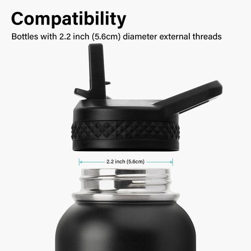 DYSANKY Straw Lids for Wide Mouth Water Bottles - Handle Design, with Straw Brushes, Leak - Proof Accessories