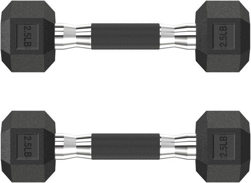 HANDBODE Hex Dumbbell Set - Rubber Encased Weights for Home Gym | 2.5-65 lb Strength Training Set