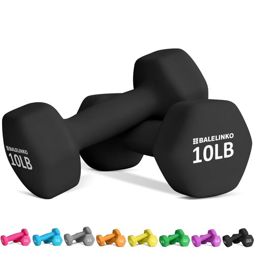 Balelinko Home Gym Equipment Workouts Strength Training Weight Loss Pilates Weights Yoga Sets Weights for Women, Men, Seniors and Youth, 10LB Black, Pair