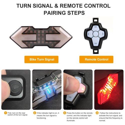 JINKEY Bike Turn Signals with Wireless Remote Control, Bright 120 Lumen LED Bicycle Tail Light Rear Bike Blinkers, USB Rechargeable, IPX5 Waterproof Safety Light for E-Bikes & Night Riding