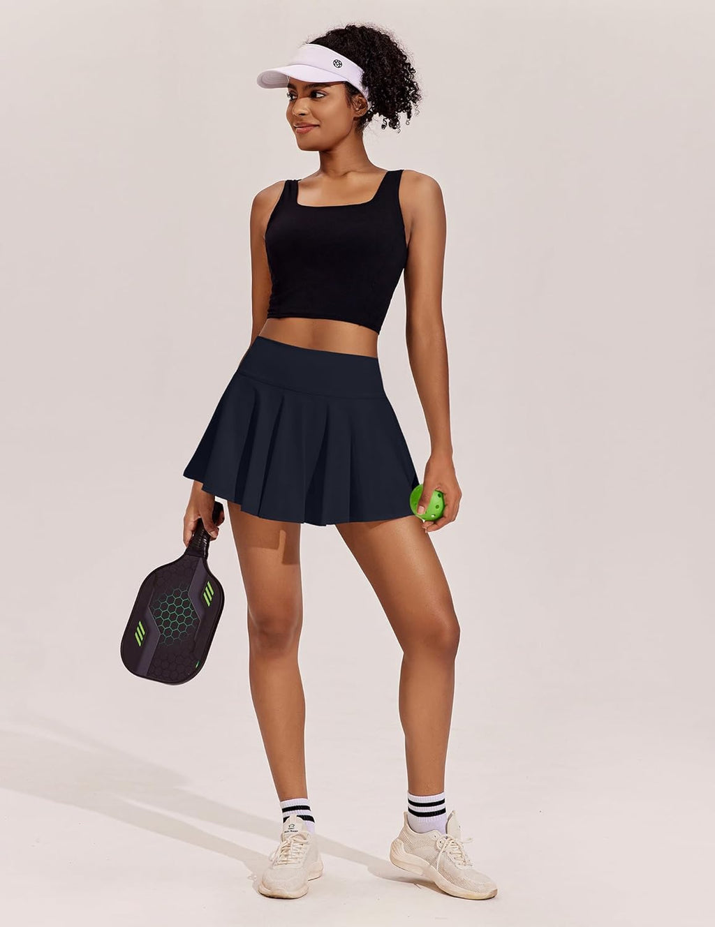 PINSPARK Women's Tennis Skirt - High Waisted Pleated Athletic Skirt with Pockets for Golf & Pickleball