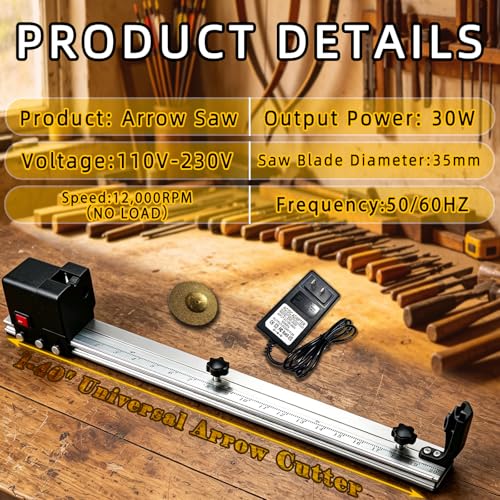 Adjustable Arrow Saw 12000RPM Aluminum Base for Carbon & Archery Arrows