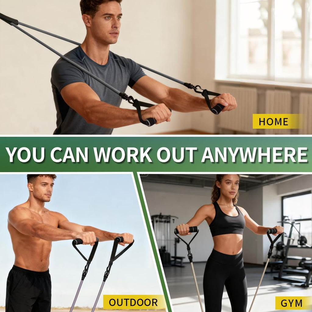 WHATAFIT Resistance Bands Set - Versatile Exercise Bands for Home Gym | Includes Handles, Door Anchor & Ankle Straps
