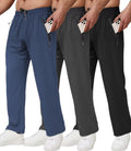 Lomsoe Men's Athletic Pants - Lightweight Workout Sweatpants with Zip Pockets | 3-Pack Gift Set