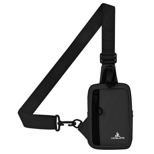 JIMYAO Mini Sling Bag for Men/Women, Waterproof Utility Chest Bag Crossbody Backpack for Hiking Travel Sports Running (Black)
