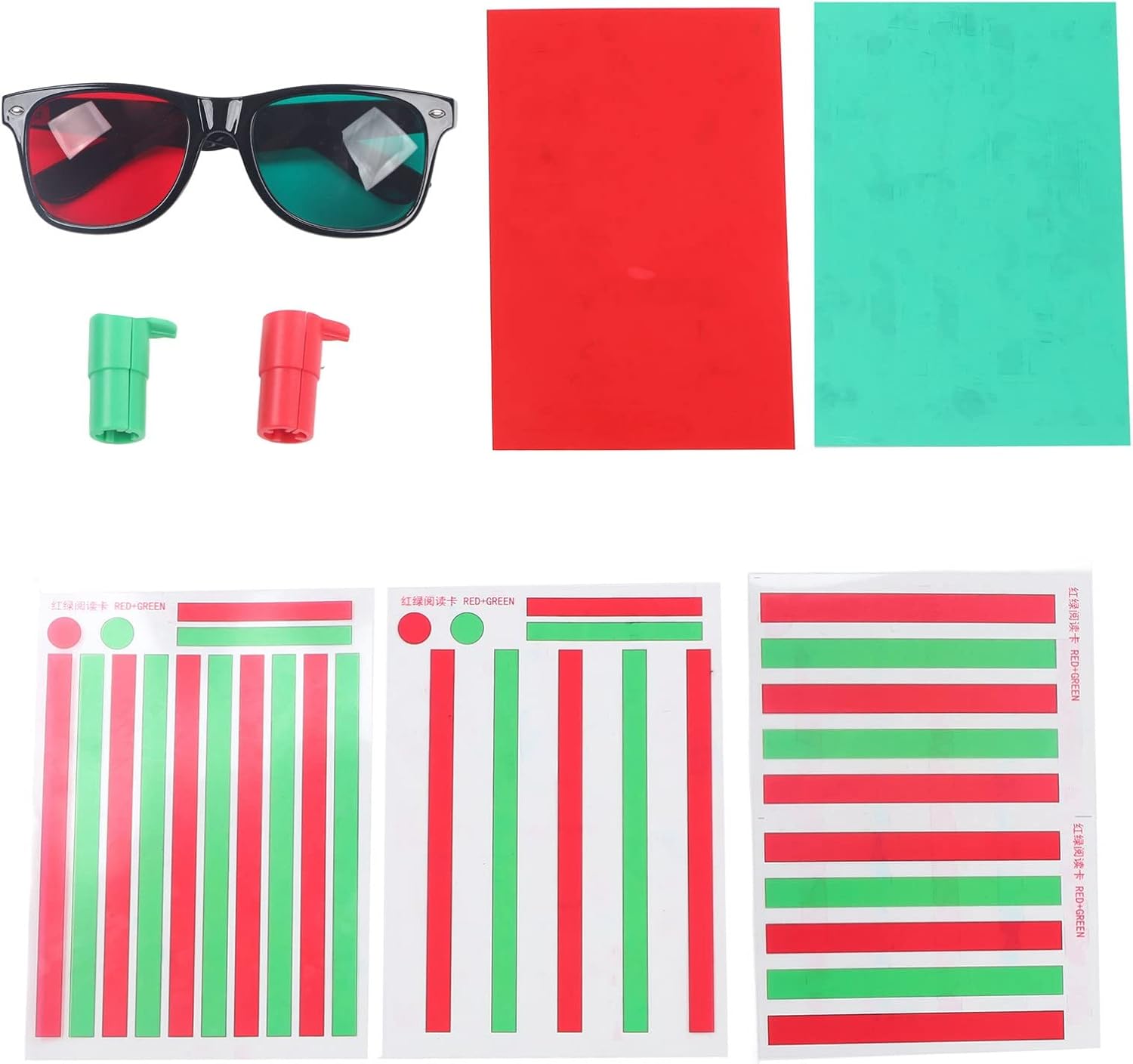 Red Green Vision Correction Cards - Myopia & Strabismus Eye Training Glasses for Amblyopia | Reading Aids