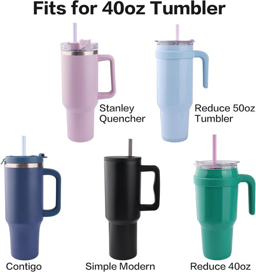 Joshey 12 Inch Tritan Replacement Straws - 6 Pack Reusable Straws with Cleaning Brush for Stanley 40oz Tumbler, BPA-Free (Clear)