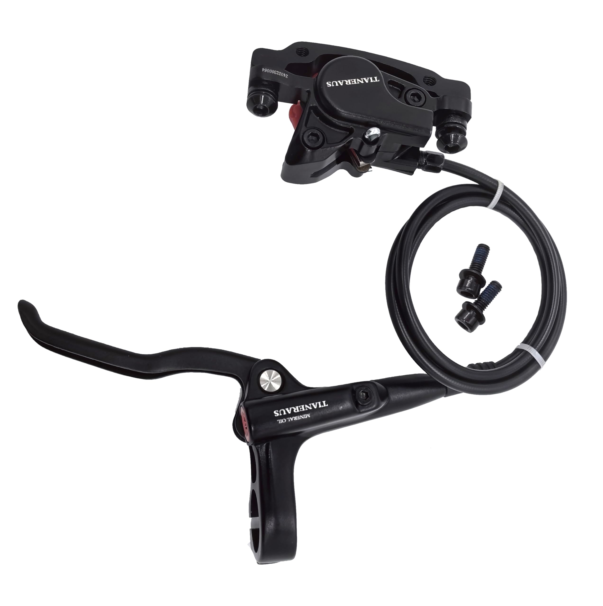 Tianeraus Mountain Bike Hydraulic Brake and Lever - Left Front 850mm Adapter Aluminum Alloy Hydraulic Bike Brakes, is/PM Adapter, Resin Pads, Black (is/PM)